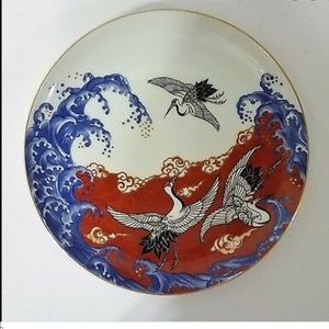 Lot of 5 vintage Takahashi plates w white cranes
